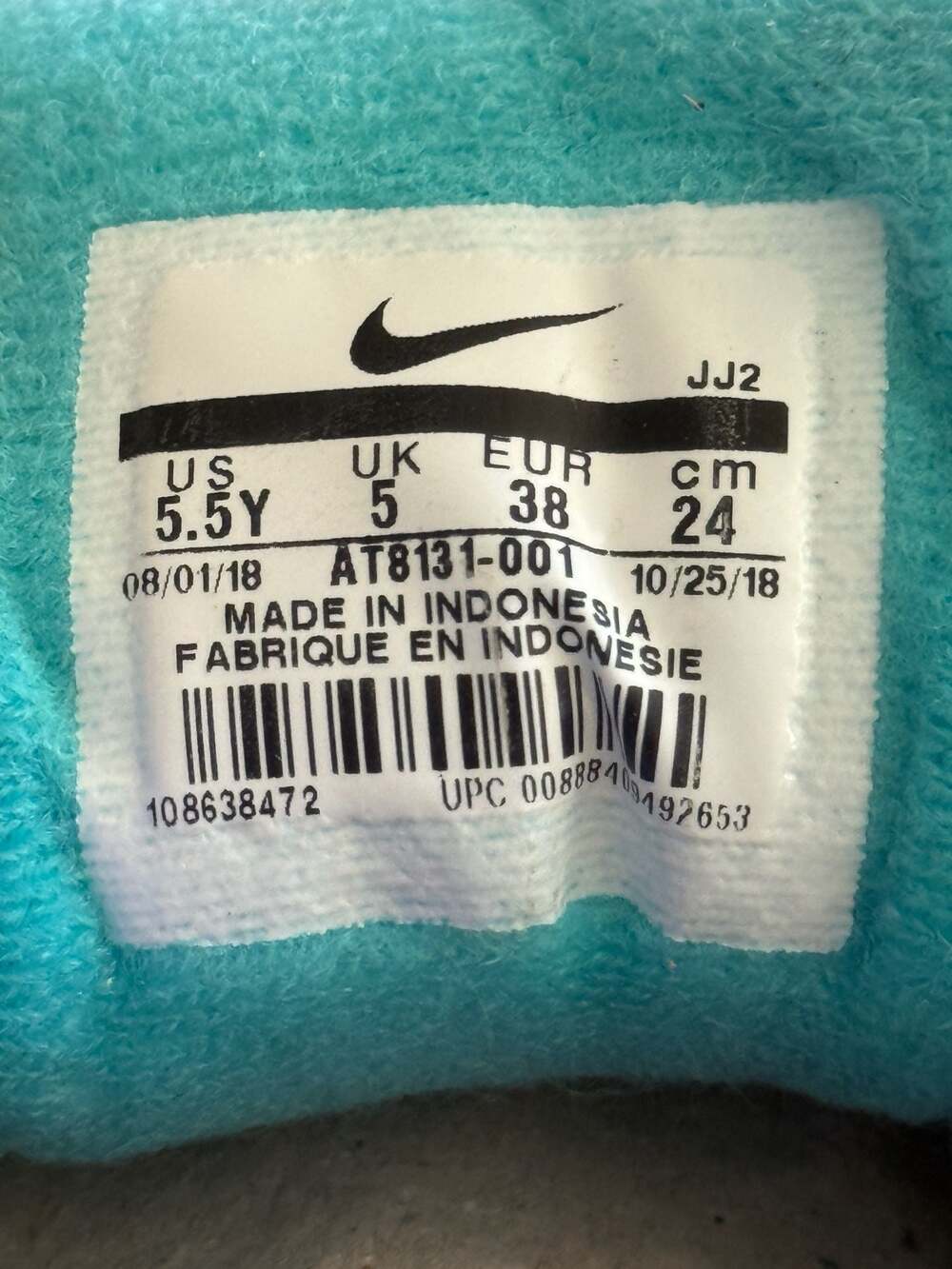 Nike Air Max 1 GS 'Have A Nike Day' Sneakers (AT8131-001) 5.5Y / 7 women used - Picture 6 of 7